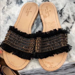 Kate spade black crystal slide ons